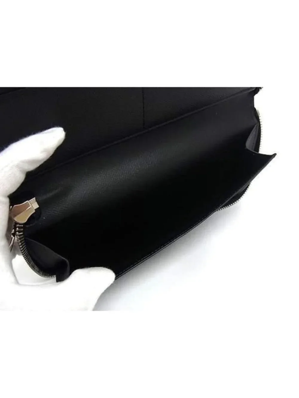 Louis Vuitton Wallet Epi Zippy Vertical Noir Leather Round Silver